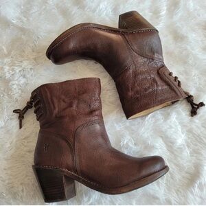Chic Brown Leather Heeled Boots